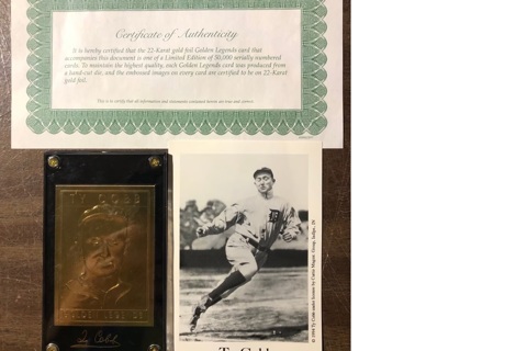 Ty Cobb 22 karat gold foil card with COA MINT