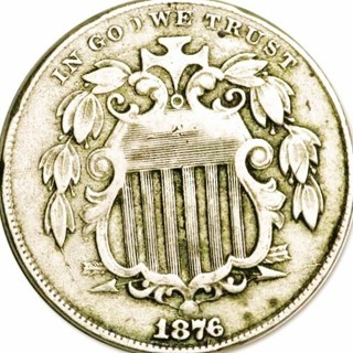 1876 Shield Nickel, Genuine, Guaranteed Refund, Almost New, Circulated, Superior Date, Insured