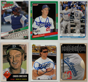 2 Los Angeles Dodgers autographs + 4 bonus cards