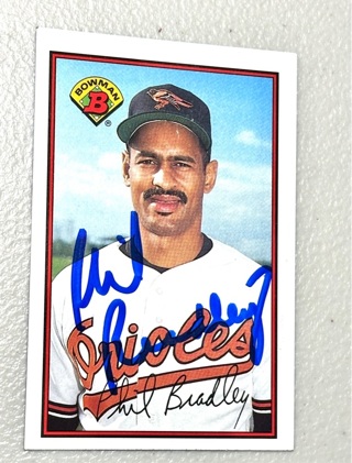 Autographed 1989 Bowman Phil Bradley Baltimore Orioles #17