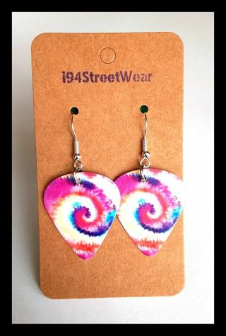 Tie Dye Guitar Pick Earrings B-11