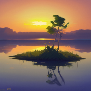 Listia Digital Collectible: Mangrove island at sunset