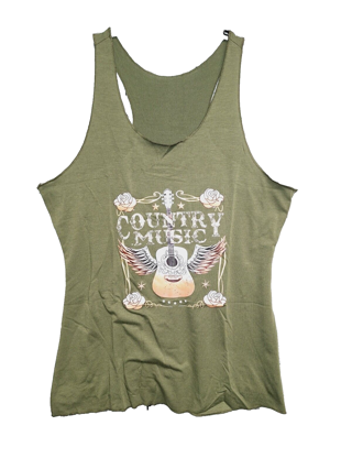 New Country Music XL Women Festival Tank Tee Shirt Green Top