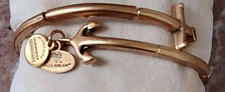Alex And Ani Ship's Anchor Wrap Vintage Sixty-Six Gold Bracelet w/ Box
