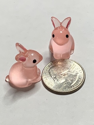 BUNNIES/RABBITS~#5~LIGHT PINK~SET OF 2~GLOW IN THE DARK~FREE SHIPPING!