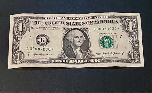 One Dollar Bill Fancy * Star Note!