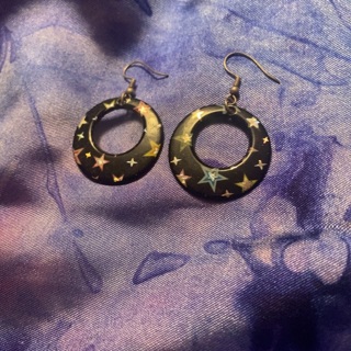 Star circle sparkle earrings 