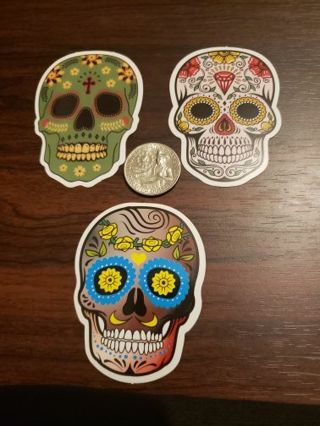 3 Day of the Dead Sugar Skulls Vinyl Decals Laptop Skateboard Sticker bomb Pop Culture